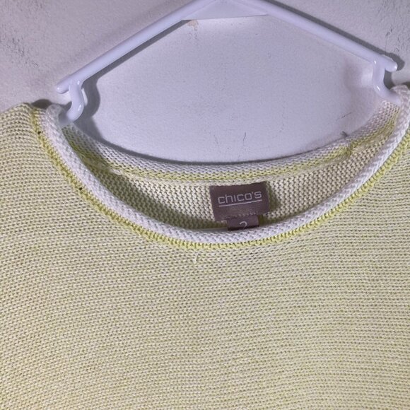 Womens Chicos Cotton Sweater Light Yellow Round Neck L Cotton Soft - Picture 5 of 8